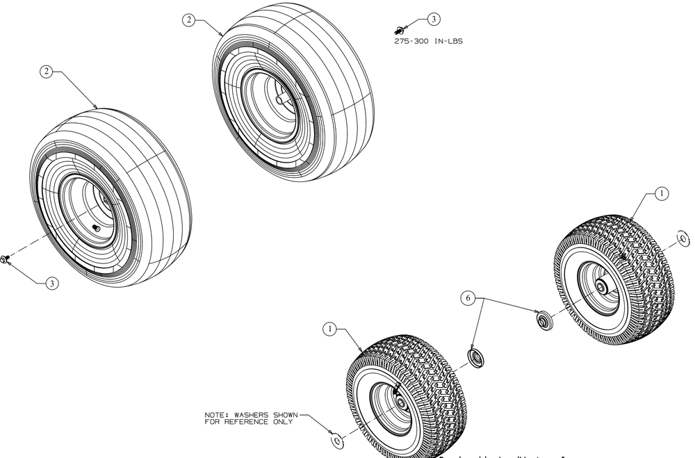 Wheels Diagram and Parts List for XT2-LX46KH (13AQA1CT010)(2019) Cub Cadet Lawn Tractor